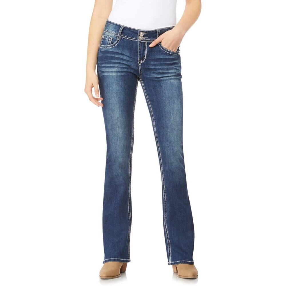 Women's Bootcut Jeans Mid Rise Curvy Stretch Denim Flattering Style